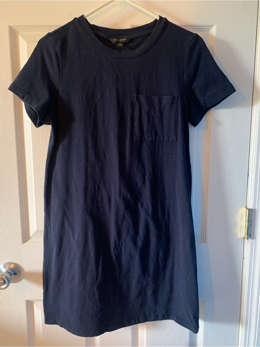Banana Republic Navy Short-Sleeve Pocket Mini Dress